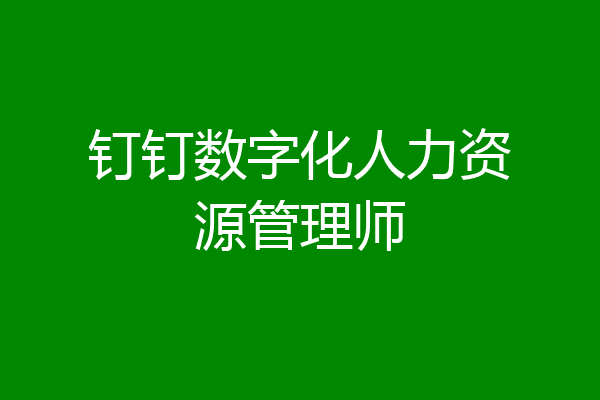 钉钉数字化人力资源管理师