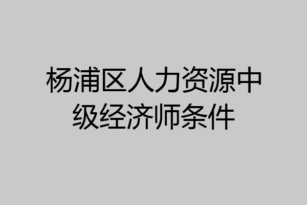 杨浦区人力资源中级经济师条件