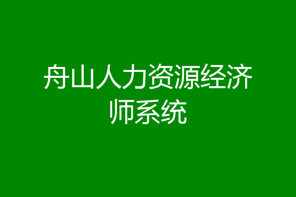 舟山人力资源经济师系统