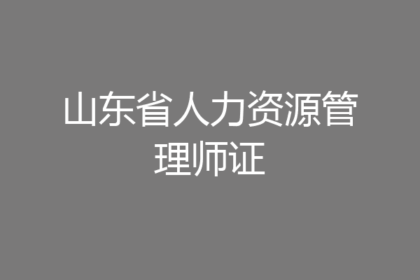 山东省人力资源管理师证