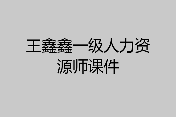 王鑫鑫一级人力资源师课件