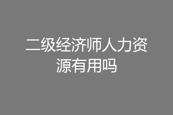 二级经济师人力资源有用吗
