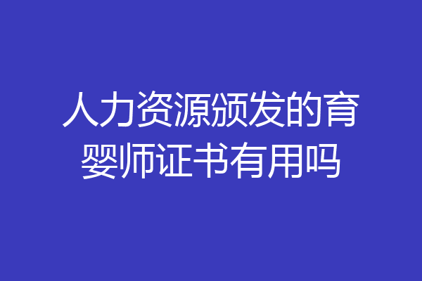 人力资源颁发的育婴师证书有用吗