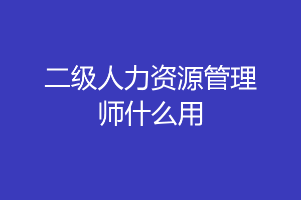 二级人力资源管理师什么用