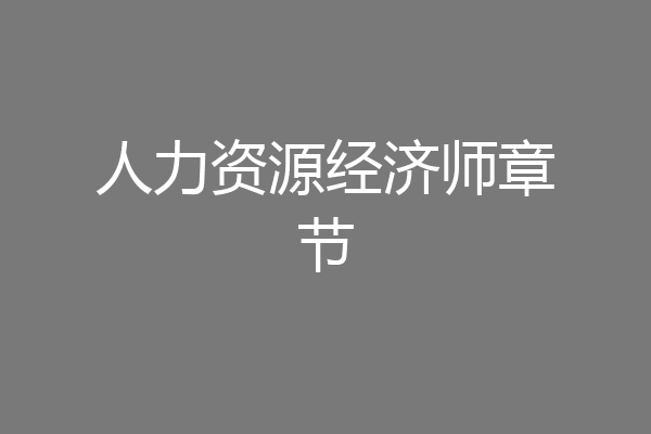人力资源经济师章节