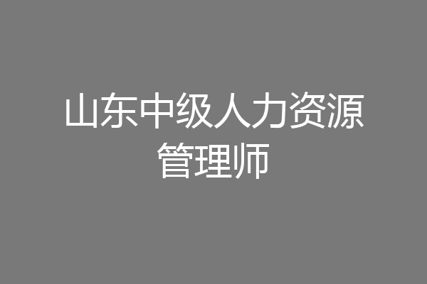 山东中级人力资源管理师