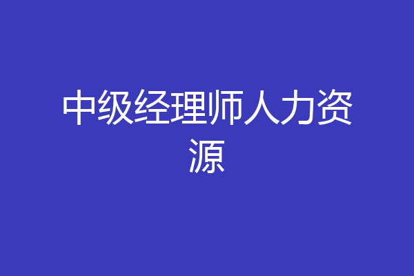 中级经理师人力资源
