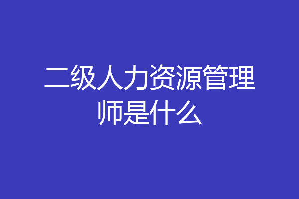 二级人力资源管理师是什么