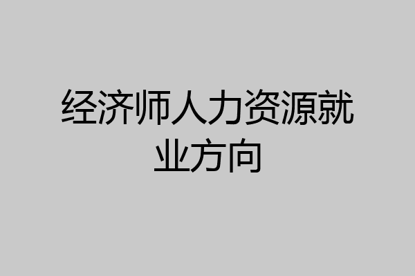 经济师人力资源就业方向