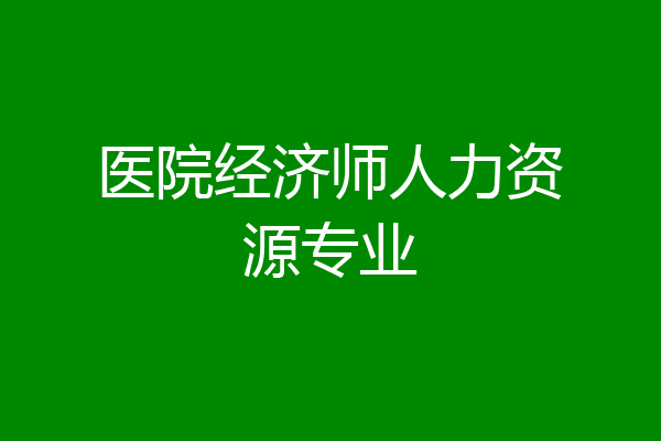 医院经济师人力资源专业