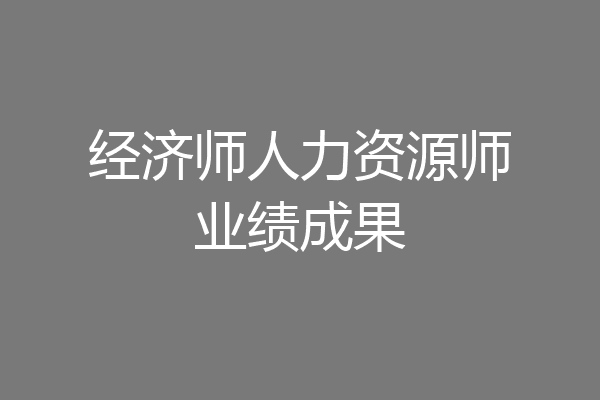 经济师人力资源师业绩成果