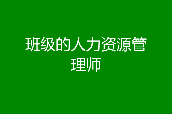 班级的人力资源管理师