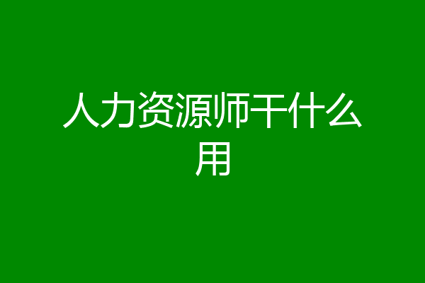人力资源师干什么用