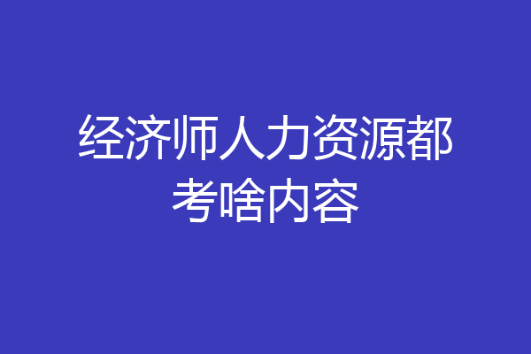 经济师人力资源都考啥内容