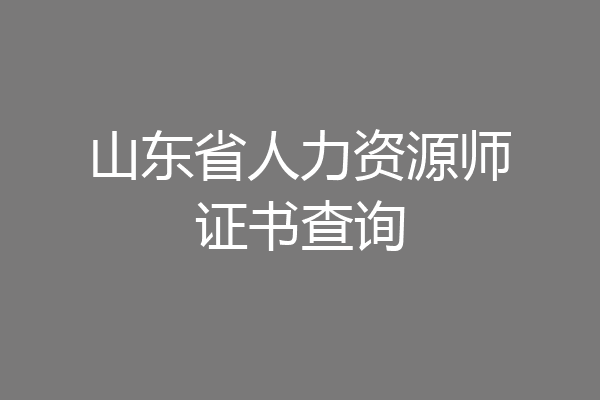 山东省人力资源师证书查询