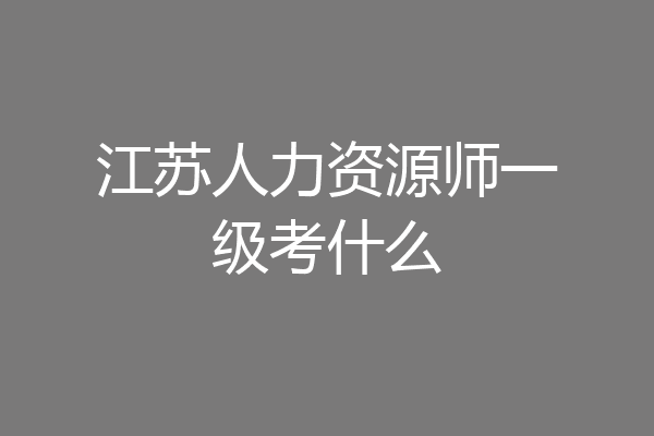 江苏人力资源师一级考什么