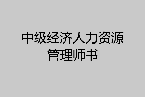 中级经济人力资源管理师书