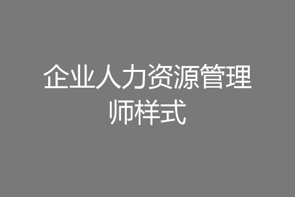 企业人力资源管理师样式