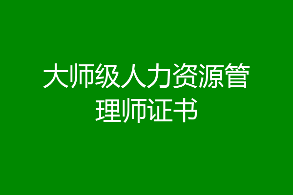 大师级人力资源管理师证书