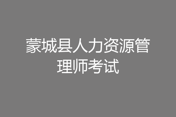 蒙城县人力资源管理师考试