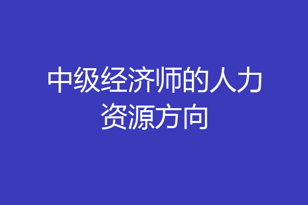 中级经济师的人力资源方向
