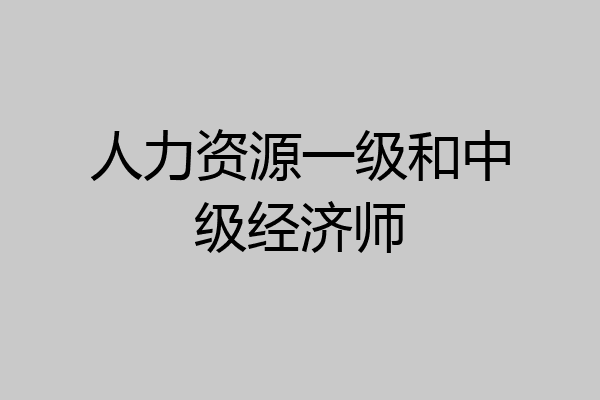 人力资源一级和中级经济师