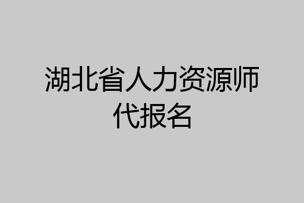 湖北省人力资源师代报名