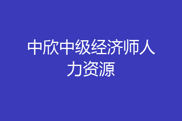 中欣中级经济师人力资源