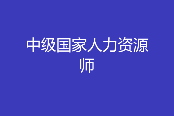 中级国家人力资源师