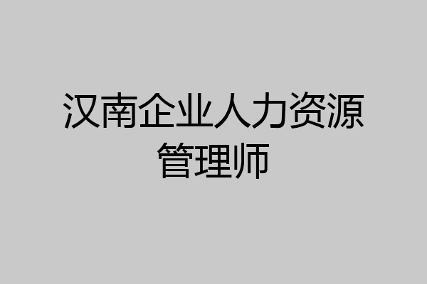 汉南企业人力资源管理师