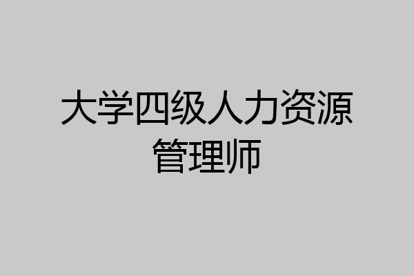 大学四级人力资源管理师