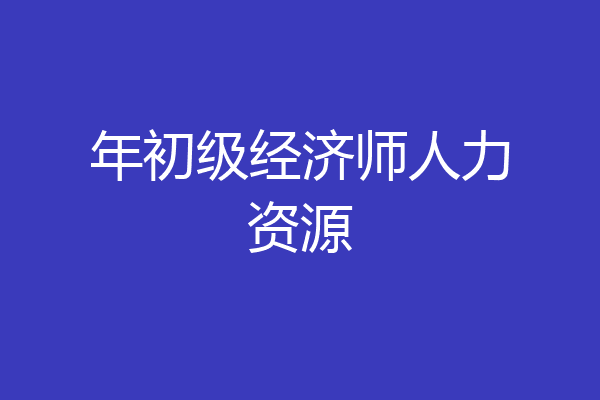 年初级经济师人力资源