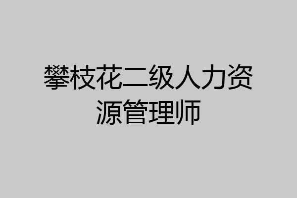 攀枝花二级人力资源管理师