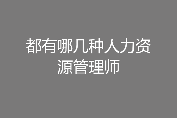 都有哪几种人力资源管理师