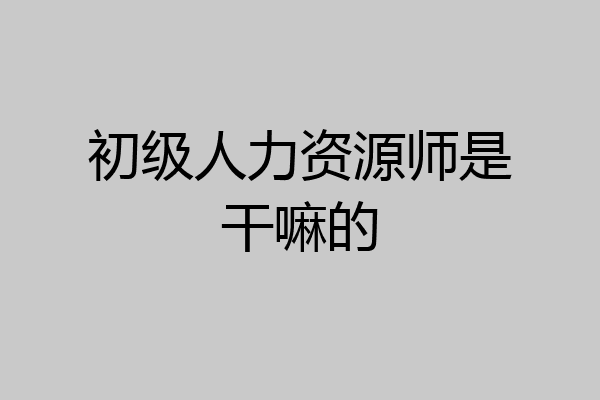 初级人力资源师是干嘛的