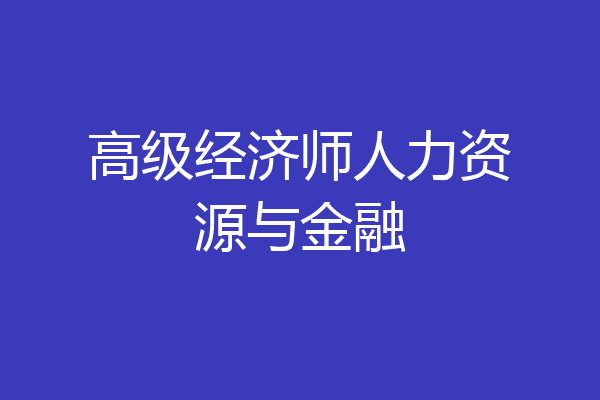 高级经济师人力资源与金融