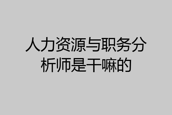 人力资源与职务分析师是干嘛的