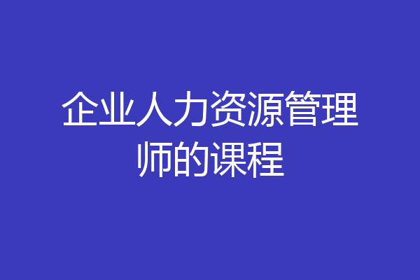 企业人力资源管理师的课程