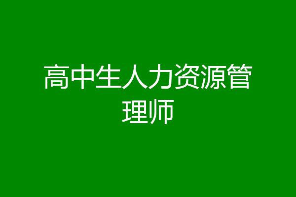 高中生人力资源管理师