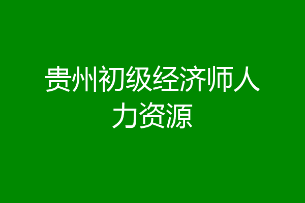 贵州初级经济师人力资源