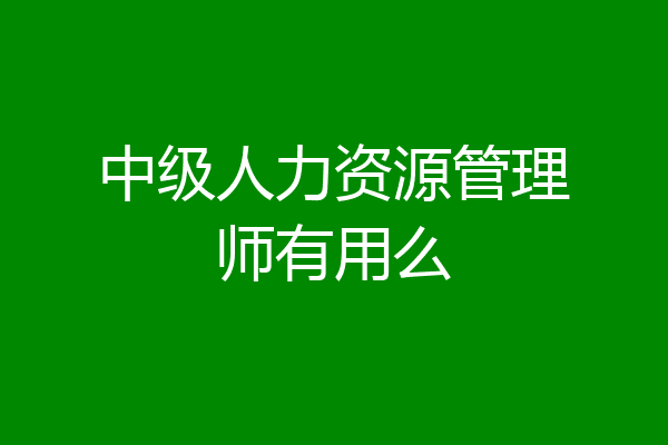 中级人力资源管理师有用么