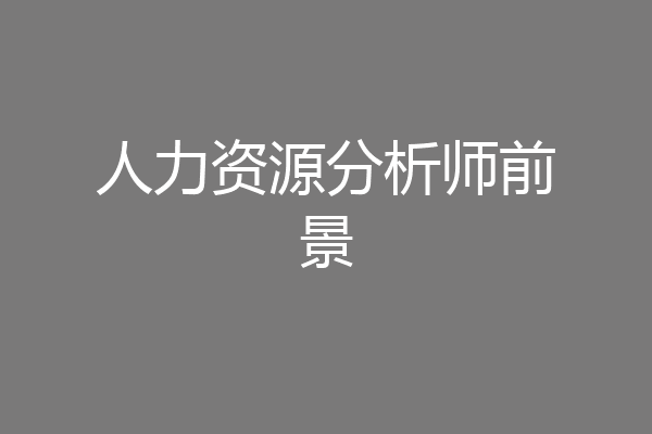人力资源分析师前景