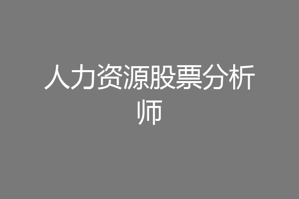 人力资源股票分析师