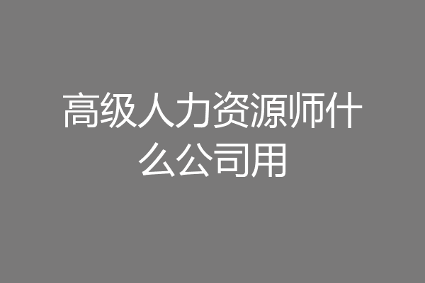 高级人力资源师什么公司用