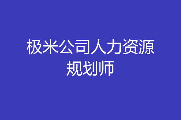 极米公司人力资源规划师