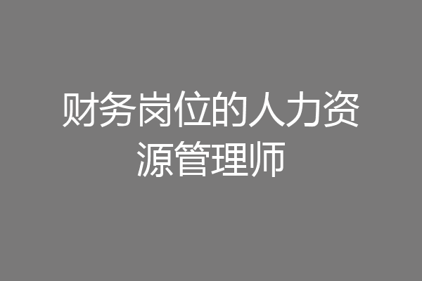 财务岗位的人力资源管理师