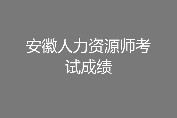 安徽人力资源师考试成绩