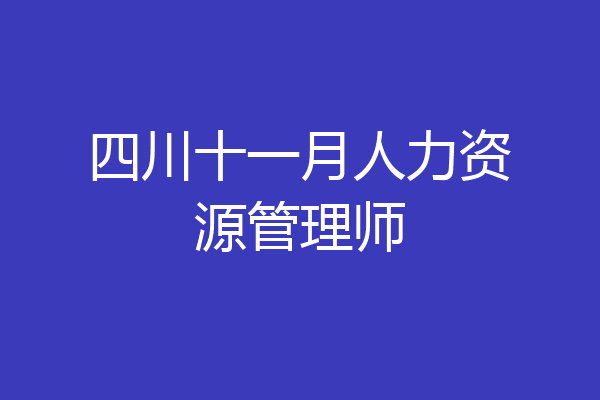 四川十一月人力资源管理师