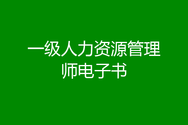 一级人力资源管理师电子书