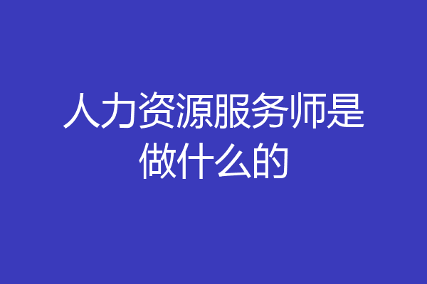 人力资源服务师是做什么的